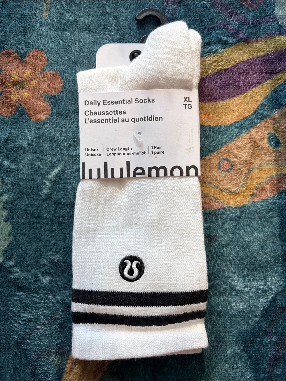 lululemon athletica White Crew Socks with Black Stripes